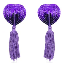 Наклейки на соски пэстисы с кисточкой Violet Heart фиолетовые