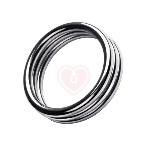 Тройное металлическое кольцо на пенис ToyFa Metal размер M фото 1