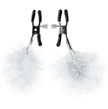 Зажимы для сосков с белыми перьями ToyFa Theatre