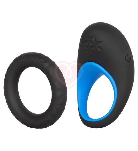 Пара эрекционных колец Link Up Max чёрный-синий фото 1
