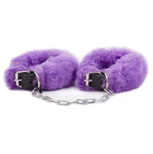 Наручники Лунный Свет с фиолетовым мехом и цепочкой
