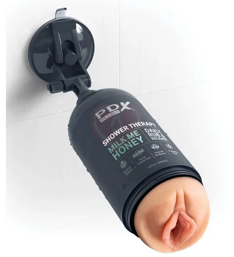 Мастурбатор вагина в бутылке геля Shower Therapy Milk Me Honey Light телесная фото 4
