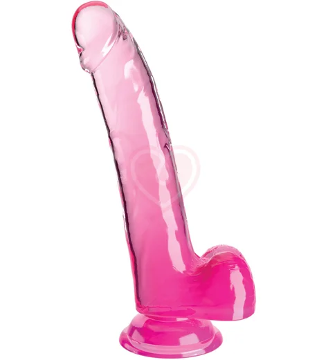 Гелевый фаллоимитатор с мошонкой King Cock Clear 20 см розовый фото 1