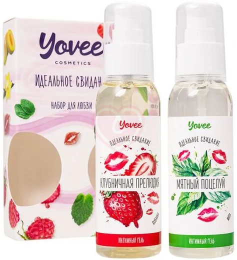 Набор для любви из 2 гелей-смазок Yovee со вкусом клубники и мяты фото 1