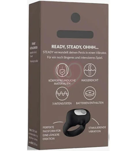 Эрекционное кольцо с вибрацией Steady чёрное фото 5