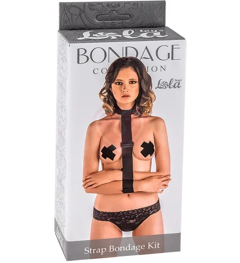 Ошейник с наручниками Bondage Collections Strap Bondage Kit One Size черный фото 1