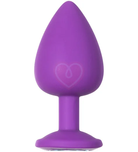 Большая анальная пробка Emotions Cutie Large фиолетовая с голубым кристаллом фото 2