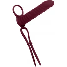 Насадка для двойного проникновения с лассо и вибропулей Pure Passion Rori 16 см бордовая