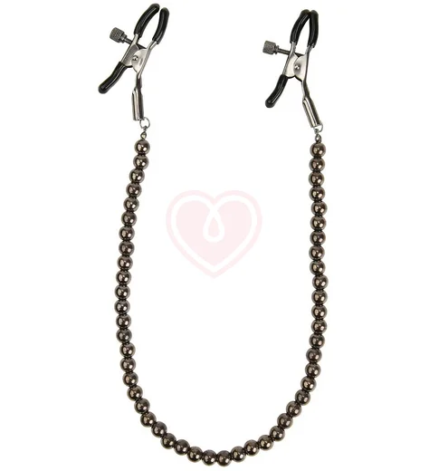 Зажимы на соски с цепочкой из бусин Kanikule чёрные фото 3