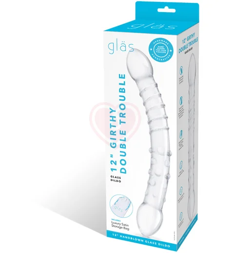 Стеклянный двусторонний фаллоимитатор Girthy Double Trouble Glass прозрачный фото 3