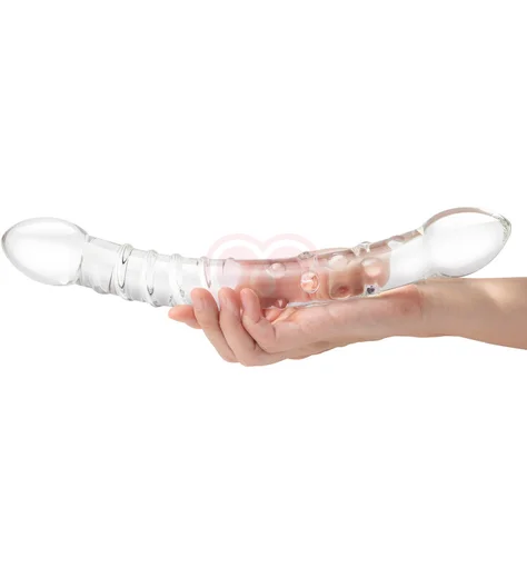 Стеклянный двусторонний фаллоимитатор Girthy Double Trouble Glass прозрачный фото 5