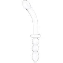 Стеклянный двусторонний фаллоимитатор Girthy Ribbed G-Spot Glass прозрачный