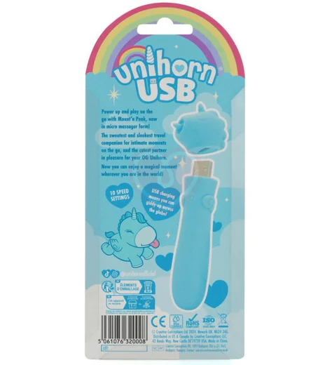 Вибропуля Unihorn Usb Mount'n Peak со стимуляцией язычком голубая фото 4