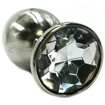 Анальная алюминиевая пробка Small с прозрачным кристаллом