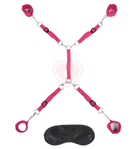 Набор для фиксации на кровати Lux Fetish Bed Spreader розовый фото 1