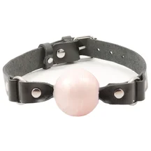 Кляп Лунный Свет на чёрном ремешке с нежно-розовым шариком