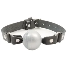 Кляп Лунный Свет на чёрном ремешке с серебристым шариком