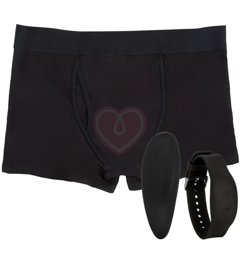 Вибратор для мужчин с боксерами и пультом Boxer Brief Set черный M/L фото 1