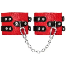 Мягкие ножные оковы с люверсами Pecado BDSM красно-черные