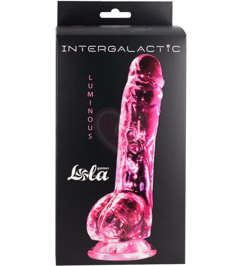 Фаллоимитатор на присоске с мошонкой Intergalactic Luminous 20 см розовый фото 4