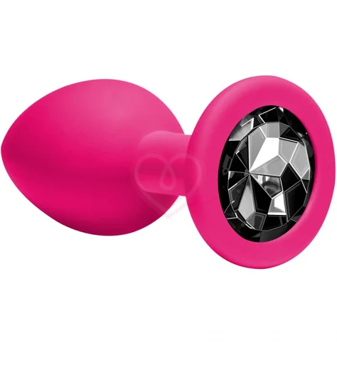 Средняя анальная пробка Emotions Cutie Medium розовая с черным кристаллом фото 1