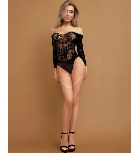 Боди с этническим узором и длинными рукавами Impulse чёрное фото 1