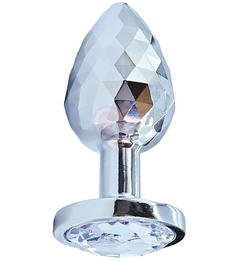 Текстурная алюминиевая анальная пробка Kanikule Small с кристаллом серебряная фото 1