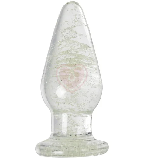 Стеклянная анальная пробка светящаяся в темноте Sexus Glass прозрачная фото 1