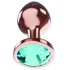 Анальная пробка с бирюзовым кристаллом Diamond Topaz Shine L розовое золото фото 1