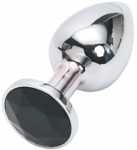 Подарочная малая анальная пробка Jewelry Butt Plug Silver Black серебряная с чёрным агатом фото 1