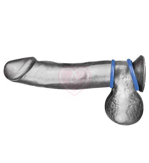 Набор из двух синих колец разного диаметра Silicone Cock Ring Set фото 1