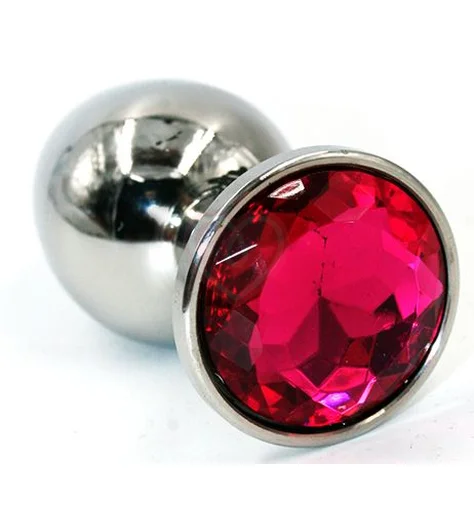 Стальная анальная пробка Medium с малиновым кристаллом фото 1