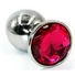 Стальная анальная пробка Medium с малиновым кристаллом фото 1
