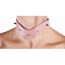 Ошейник Лунный Свет с шипами нежно-розовый