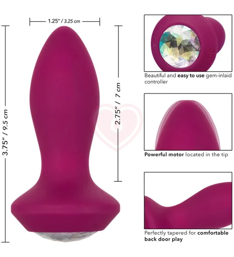 Анальная пробка с кристаллом и вибрацией Power Gem Vibrating Petite Crystal Probe розовая фото 5