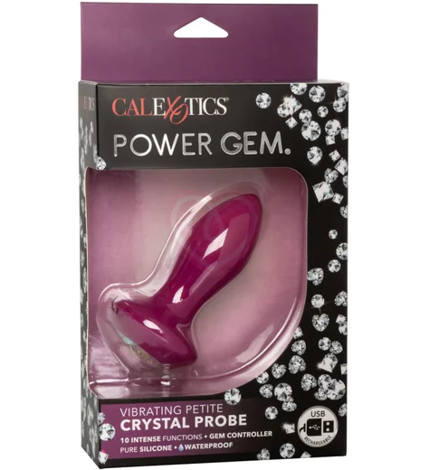 Анальная пробка с кристаллом и вибрацией Power Gem Vibrating Petite Crystal Probe розовая фото 7