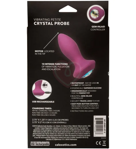 Анальная пробка с кристаллом и вибрацией Power Gem Vibrating Petite Crystal Probe розовая фото 8