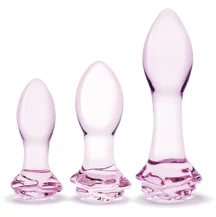 Набор стеклянных анальных пробок с розочками Glas Rosebud Butt Plug Set