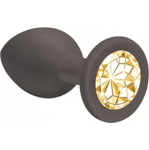 Маленькая анальная пробка Emotions Cutie Small чёрная с золотым кристаллом