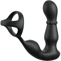 Стимулятор простаты с вибрацией эрекционным кольцом и пультом Ass-gasm Slide Glide чёрный