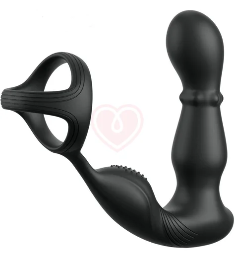 Стимулятор простаты с вибрацией эрекционным кольцом и пультом Ass-gasm Slide Glide чёрный фото 1