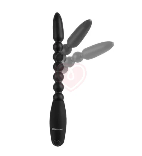 Гибкая анальная цепочка с вибрацией Pipedream Flexa-Pleaser Power Beads чёрная фото 3