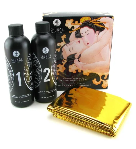 Набор массажных гелей 2в1 для скользкого секса Shunga Дыня и манго 2х250 мл фото 1