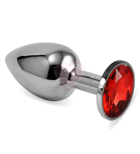 Анальная пробка с красным кристаллом Lola Games Diamond Red Sparkle Small серебро фото 1
