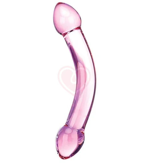 Двухголовый стимулятор из стекла розовый фото 1