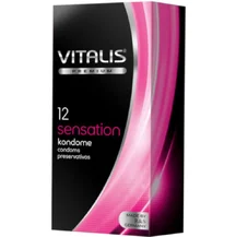 Розовые презервативы Vitalis Premium Sensation с кольцами и пупырышками 12 шт