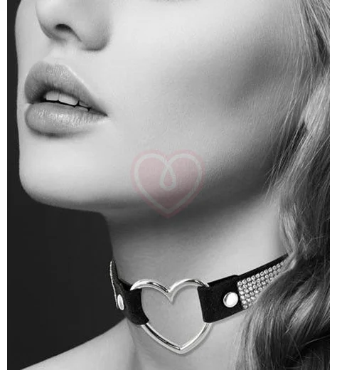 Чокер с сердцем и стразами Bijoux Pour Toi чёрный фото 1