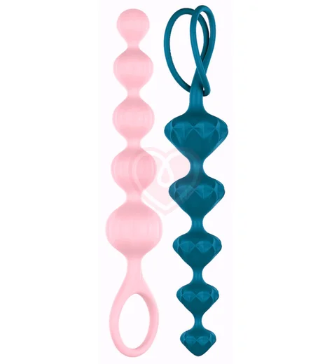 Набор из 2 анальных цепочек Satisfyer Beads голубая и розовая фото 1