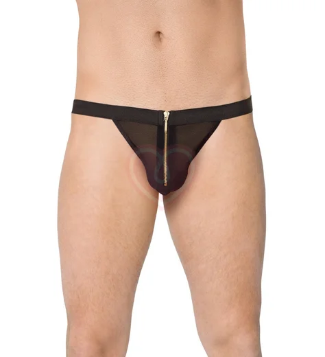 Мужские стринги с молнией чёрные фото 1