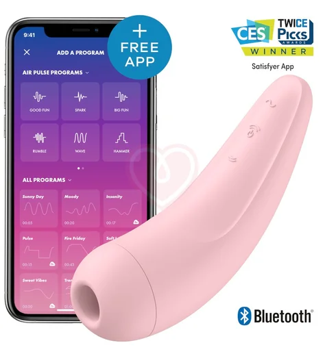 Вакуумный стимулятор с приложением Satisfyer Curvy 2+ розовый фото 4